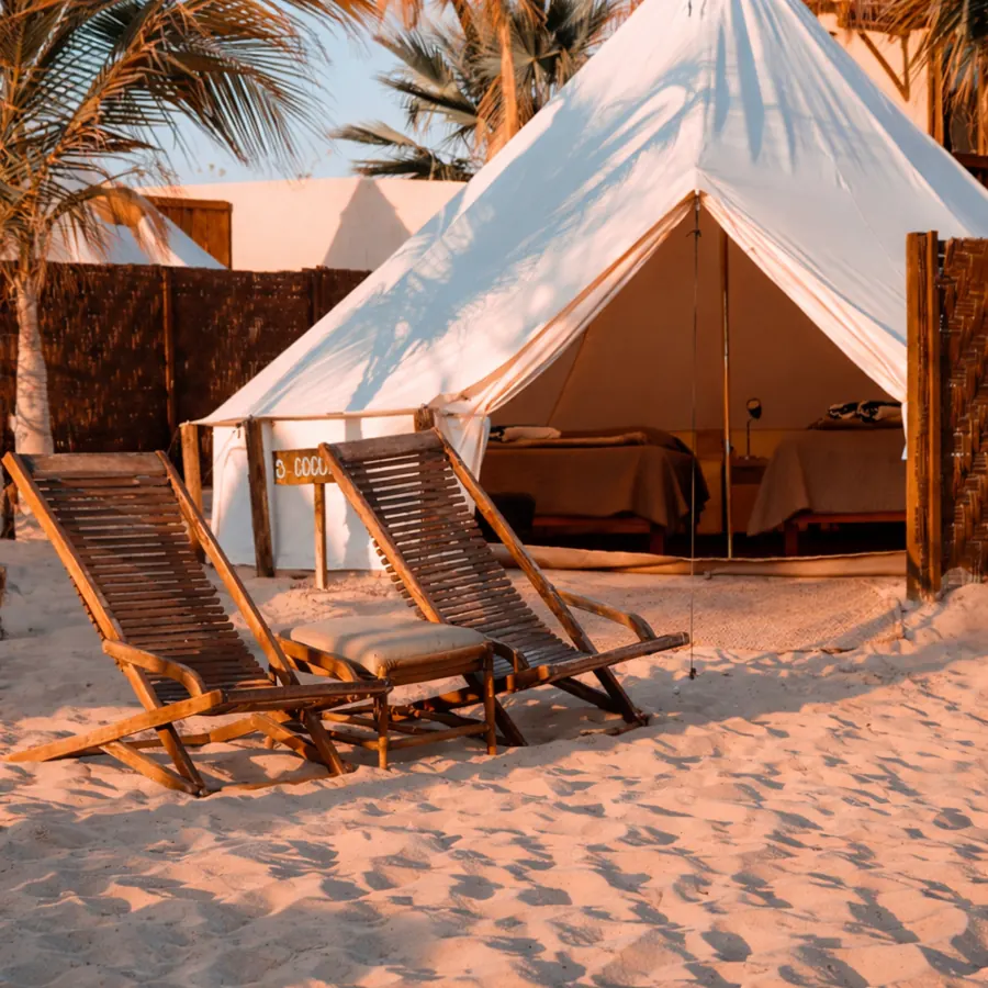 A ChiloChill tent in the golden light